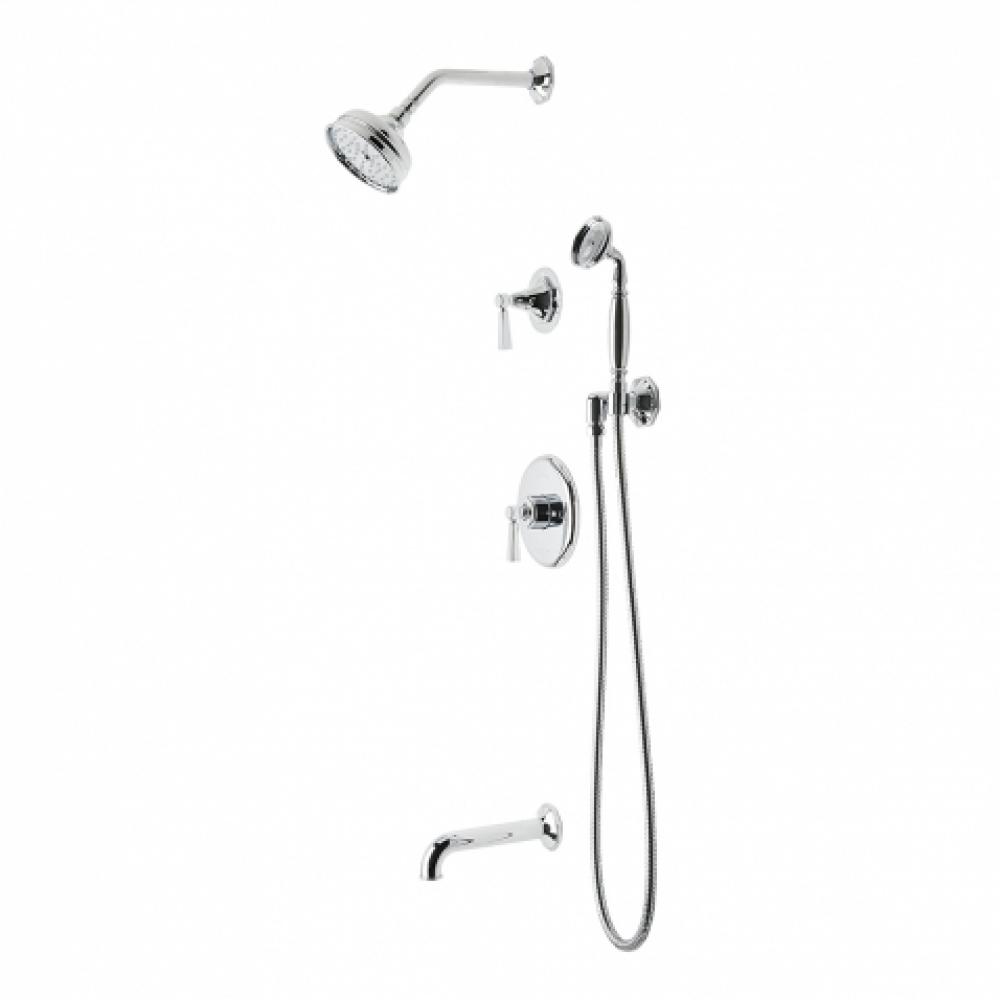 Roadster Pressure Balance Shower Package with 5'' Shower Rose, Handshower, Tub Spout
