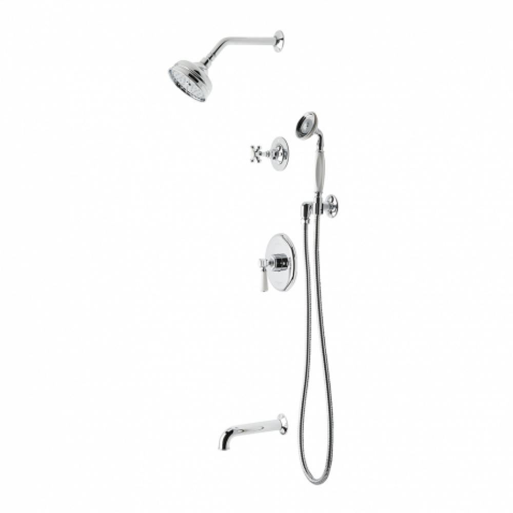 Highgate Pressure Balance Shower Package with 5'' Shower Rose, Handshower, Tub Spout