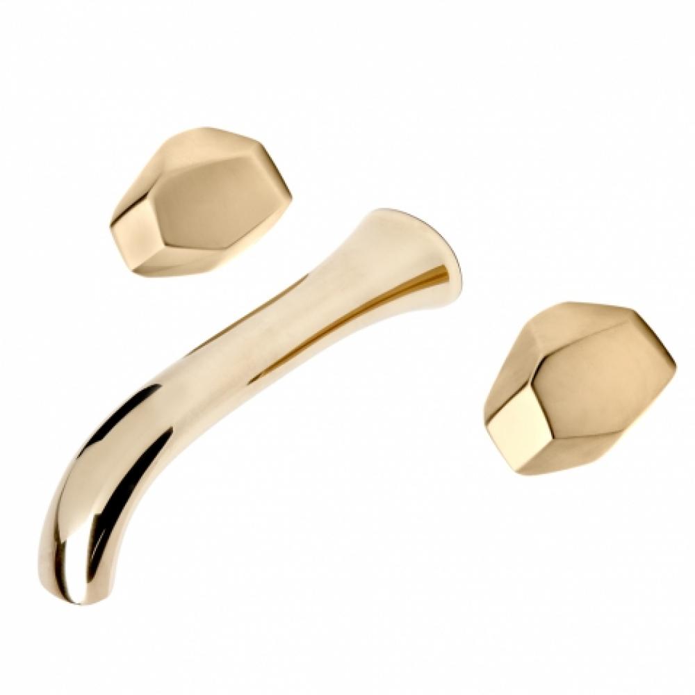 Isla Wall Mounted Lavatory Faucet with Metal Geode Handles in