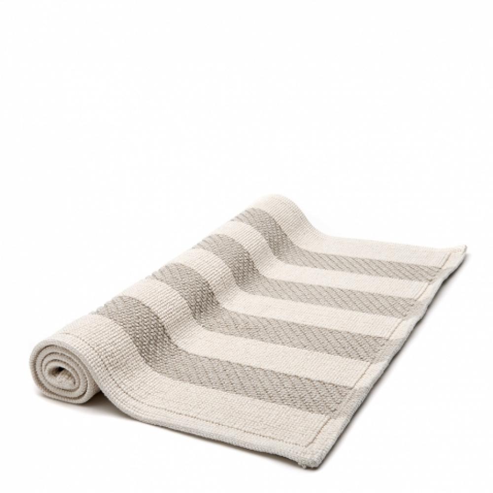 Aquidneck Striped Cotton Bath Rug 21 x 39 in Cream / Natural