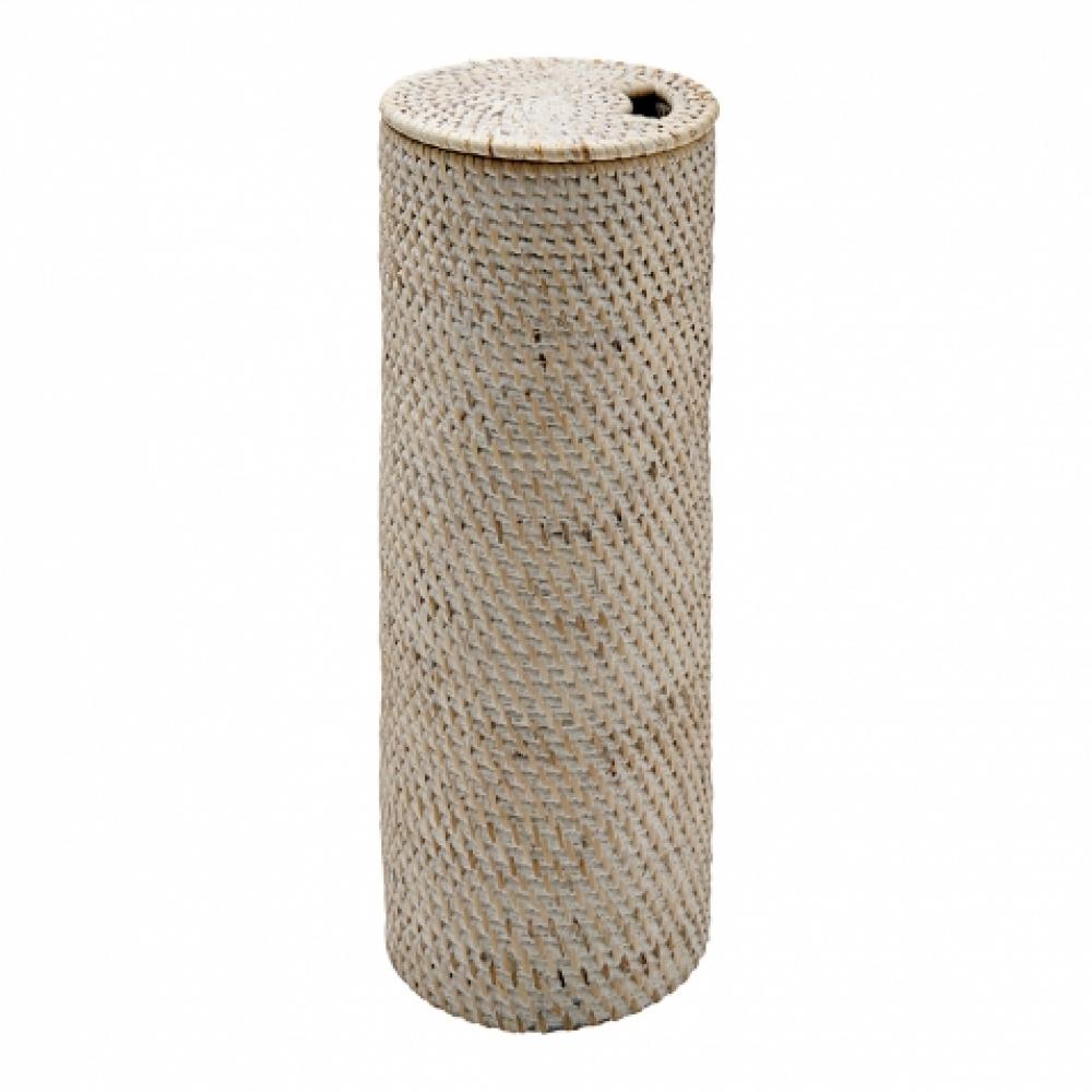 Palm Toilet Tissue Basket in White Wash