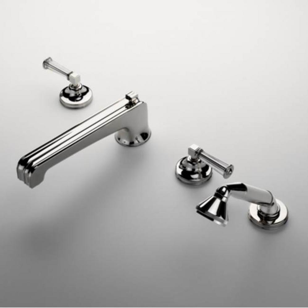 Boulevard  Low Profile Concealed Tub Filler With Handshower and Crystal Lever Handles in