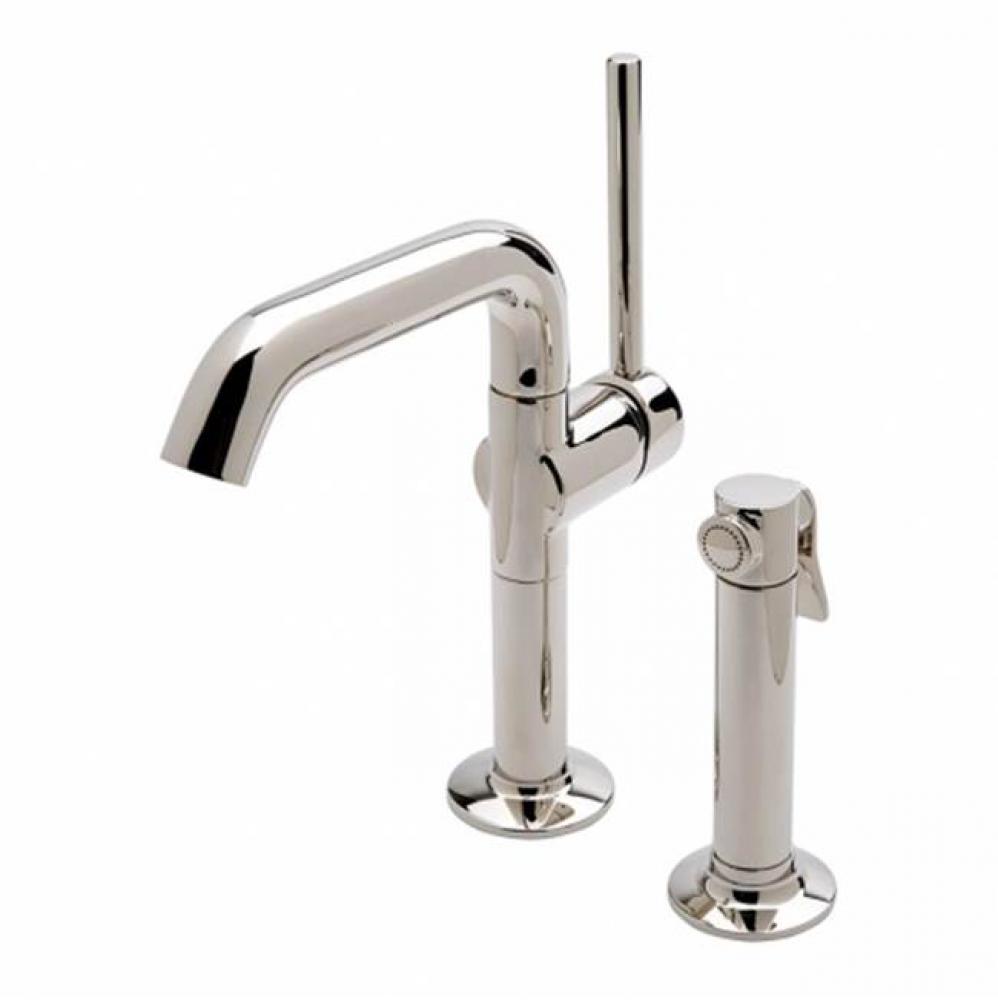 .25 One Hole High Profile Kitchen Faucet, Metal Lever Handle and Metal Spray in