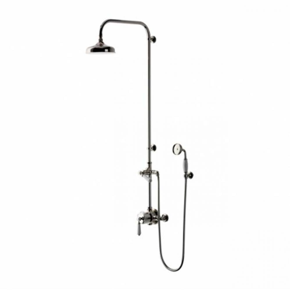 Easton Classic Exposed Thermostatic System with 8'' Shower Rose with White Porcelain