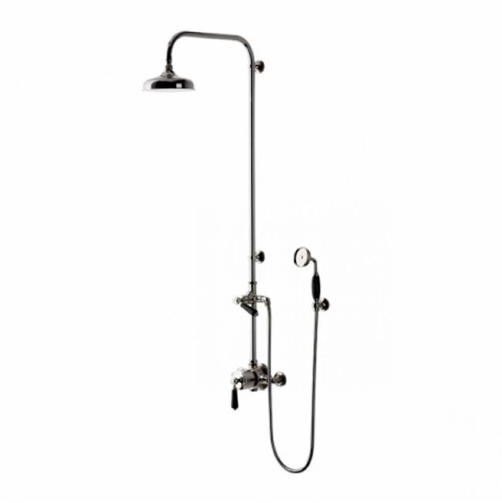 Easton Classic Exposed Thermostatic System with 8'' Shower Rose with Black Porcelain