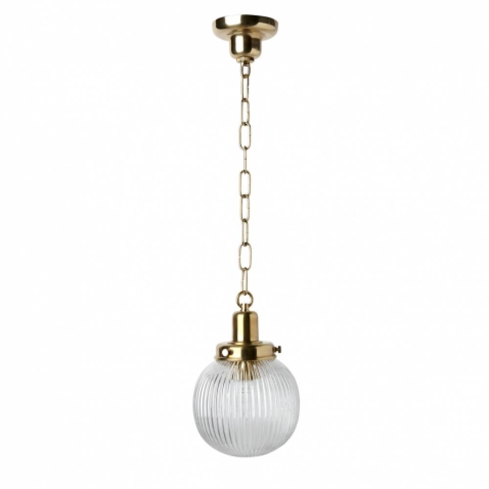 Aurora Ceiling Mounted Small Pendant with Glass Shade in Unlacquered