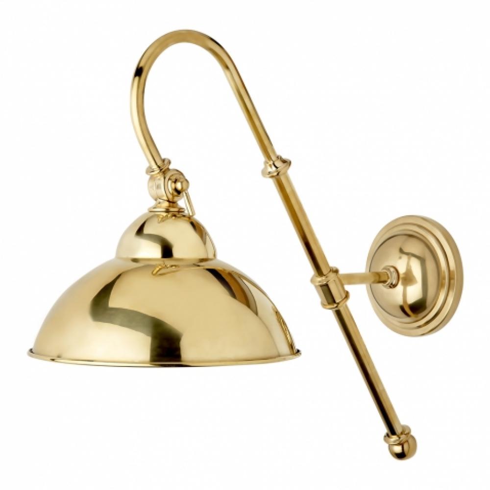 Derby Wall Mounted Single Straight Arm Sconce with Metal Shade in Unlacquered