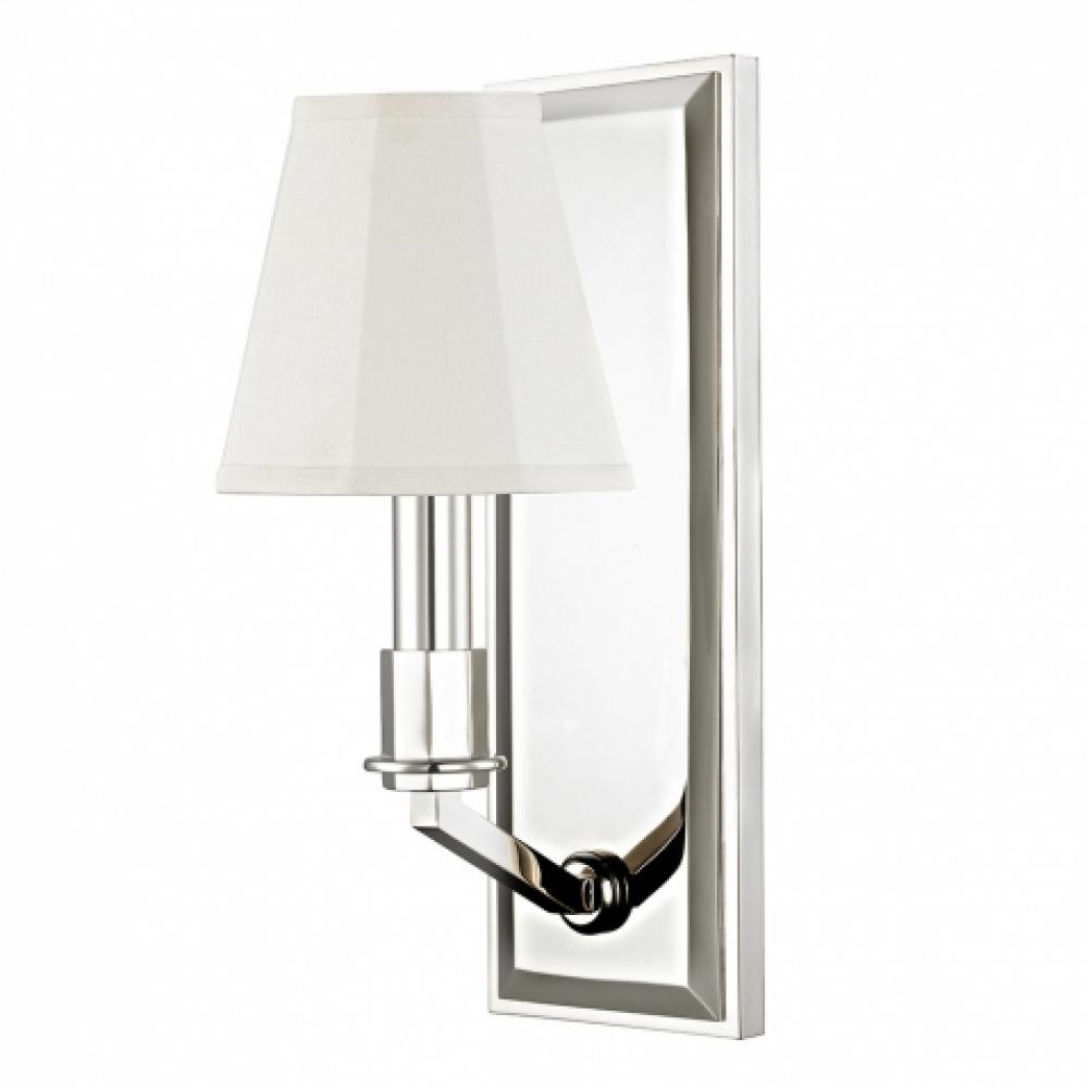 Erna Wall Mounted Single Arm Sconce with Fabric Shade in Nickel