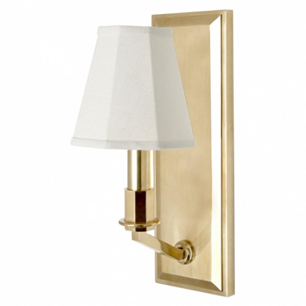 Erna Wall Mounted Single Arm Sconce with Fabric Shade in Unlacquered Brass