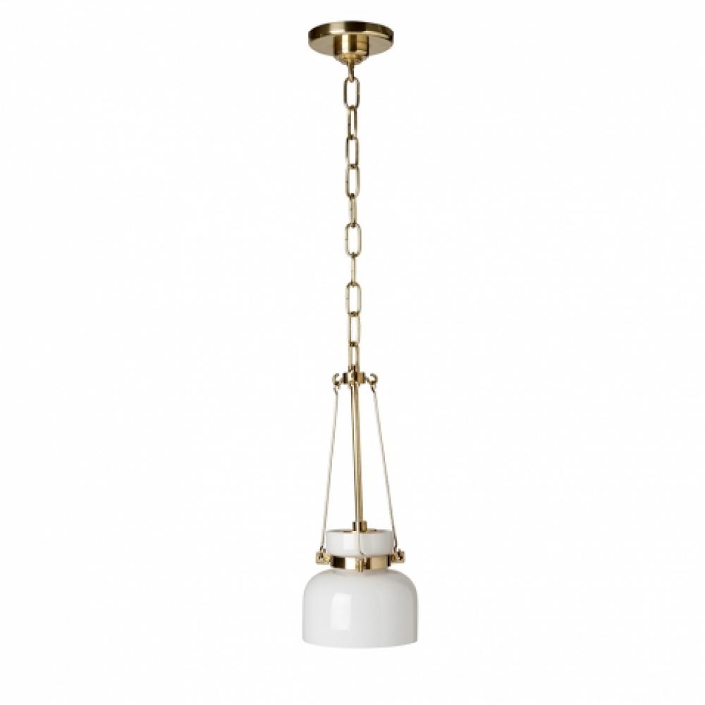 Helio Ceiling Mounted Small Pendant with Glass Shade  in Unlacquered