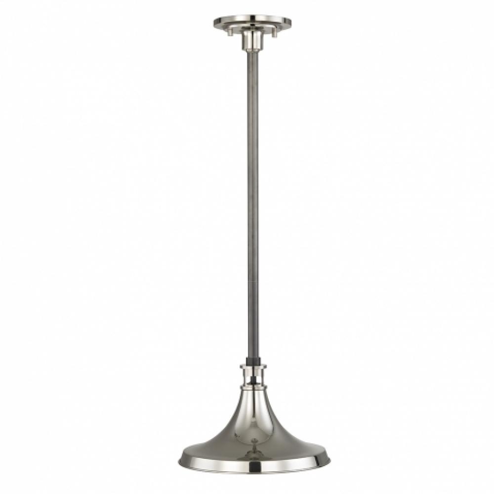 Percy Ceiling Mounted Single Pendant with Metal Shade in Nickel with Old