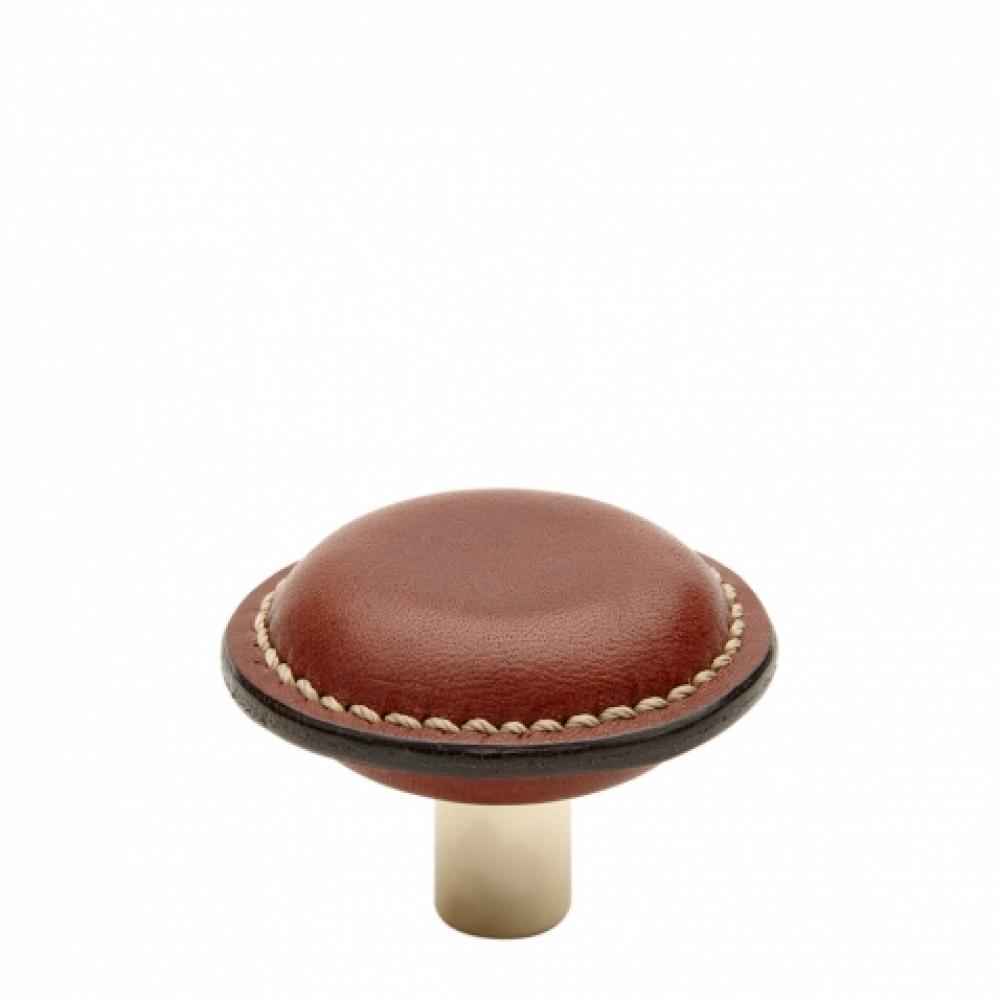 Fallbrook 1 1/8'' Tan Leather Knob in Unlacquered
