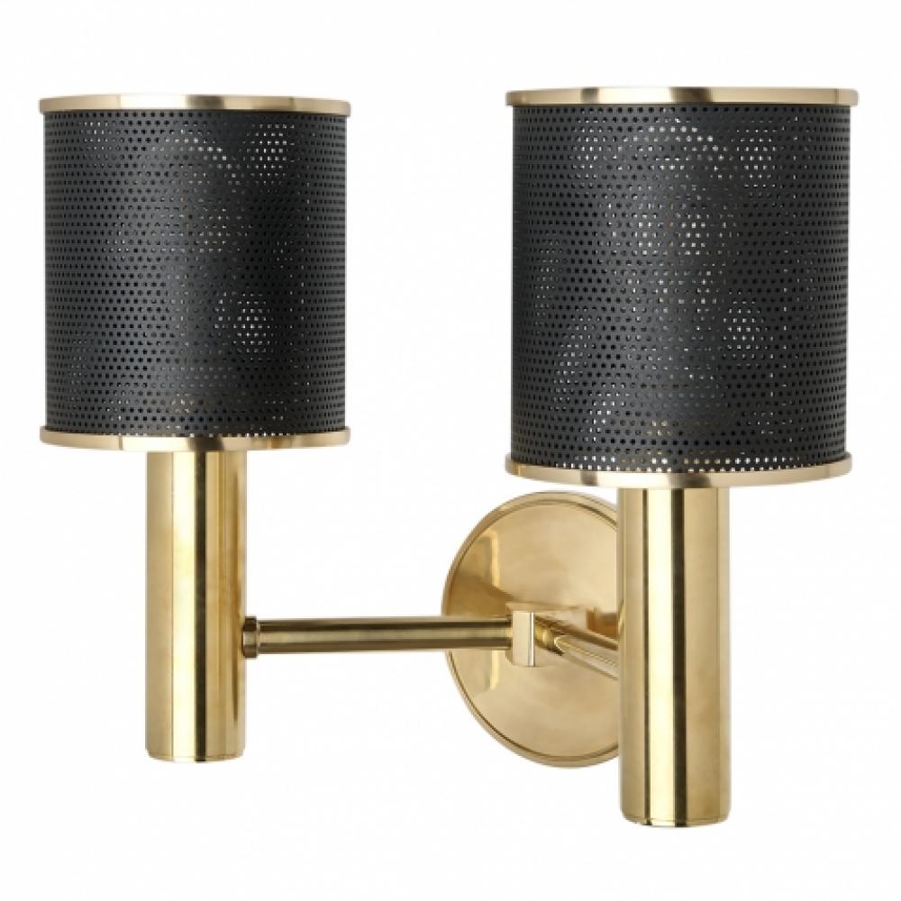 Montecito Wall Mounted Double Arm Sconce with Perforated Shades in Unlacquered