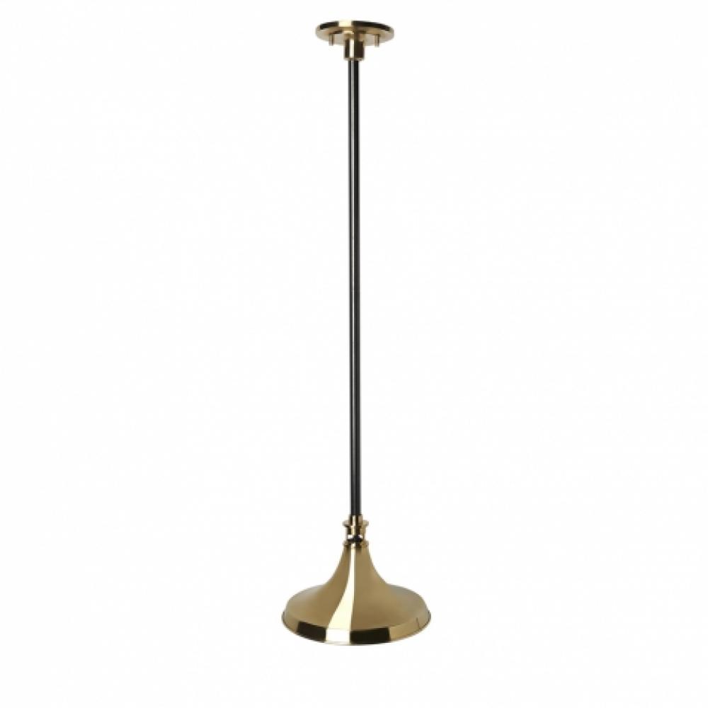 Percy Ceiling Mounted Single Pendant with Metal Shade in Unlacquered Brass with Old