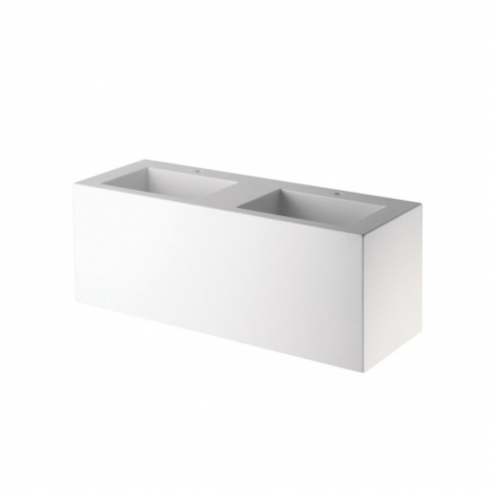 .25 Lithic Rectangular Wall Mounted Double Sink for One Hole Faucets in