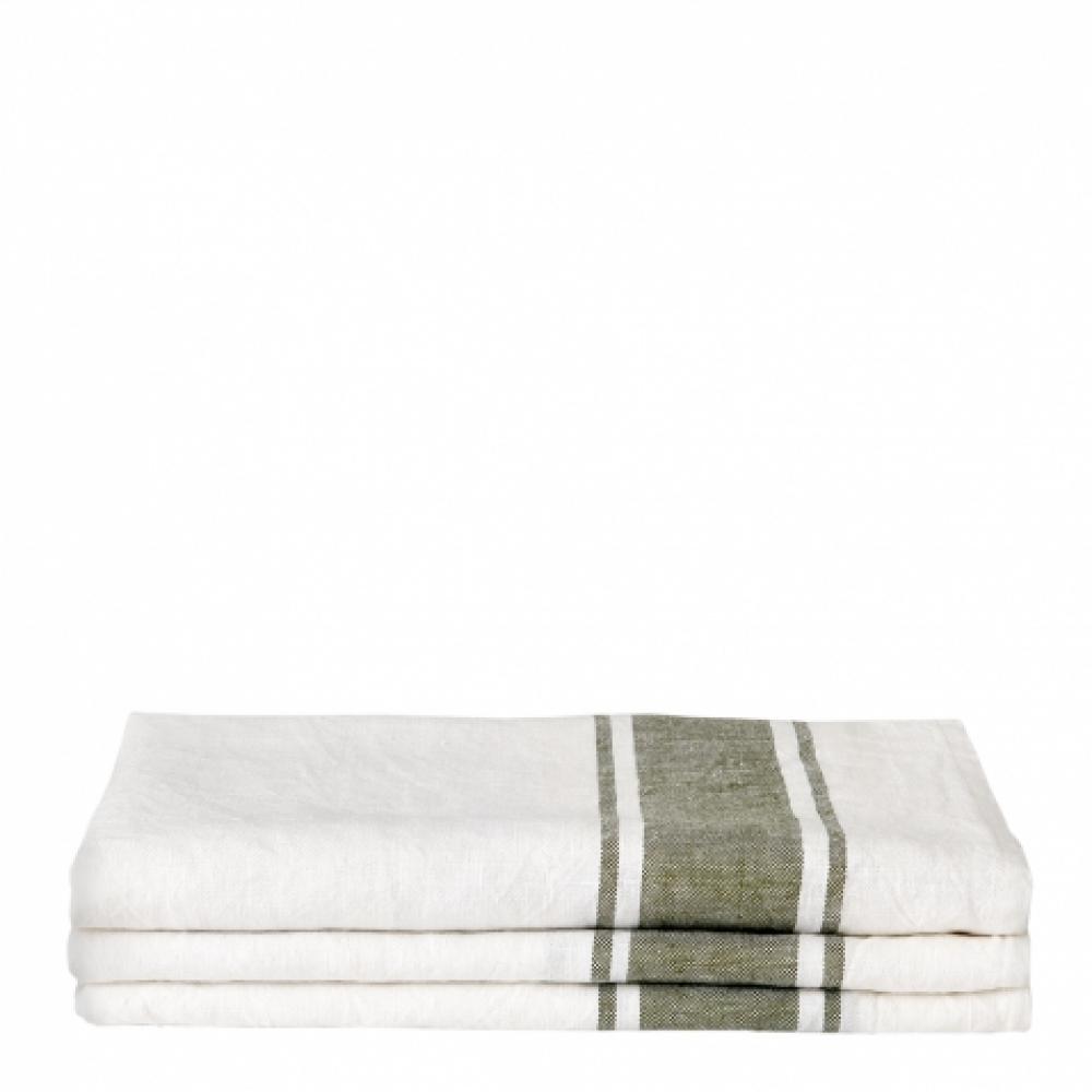 Secco Kitchen Towel in Cream with Green