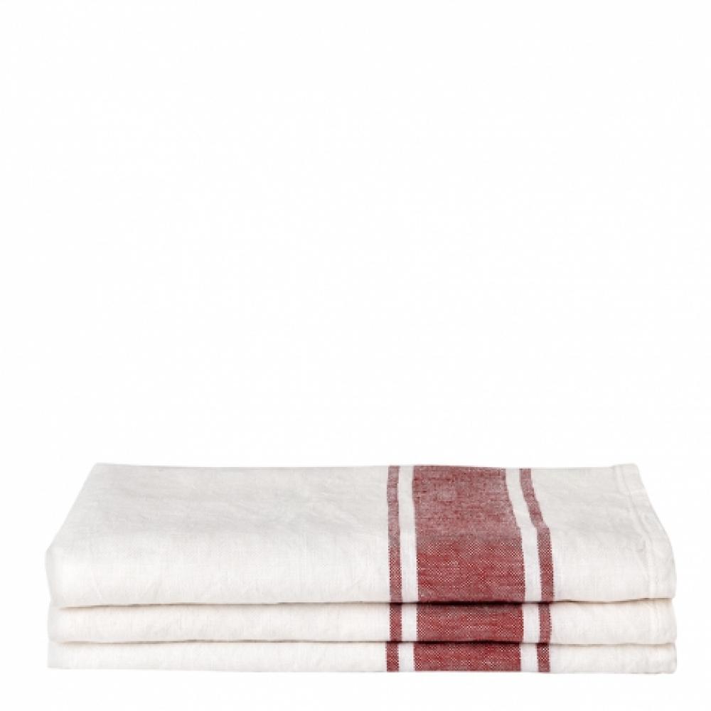 Secco Kitchen Towel in Cream with Red