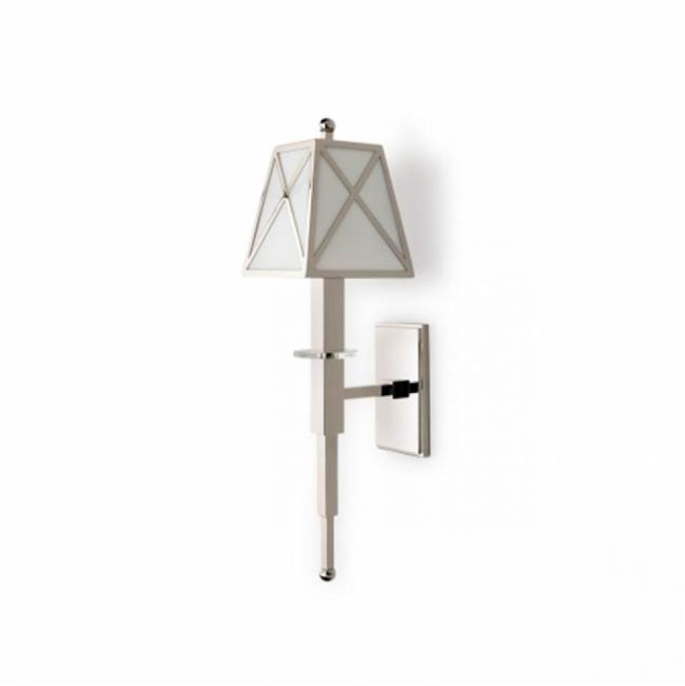 Fairfax Wall Mounted Single Arm Sconce with Glass Shade in Nickel