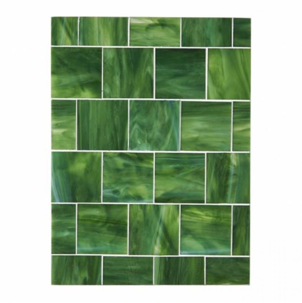 Repose 3 Staggered Mosaic Stopend in Antique Mirror Glossy Solid