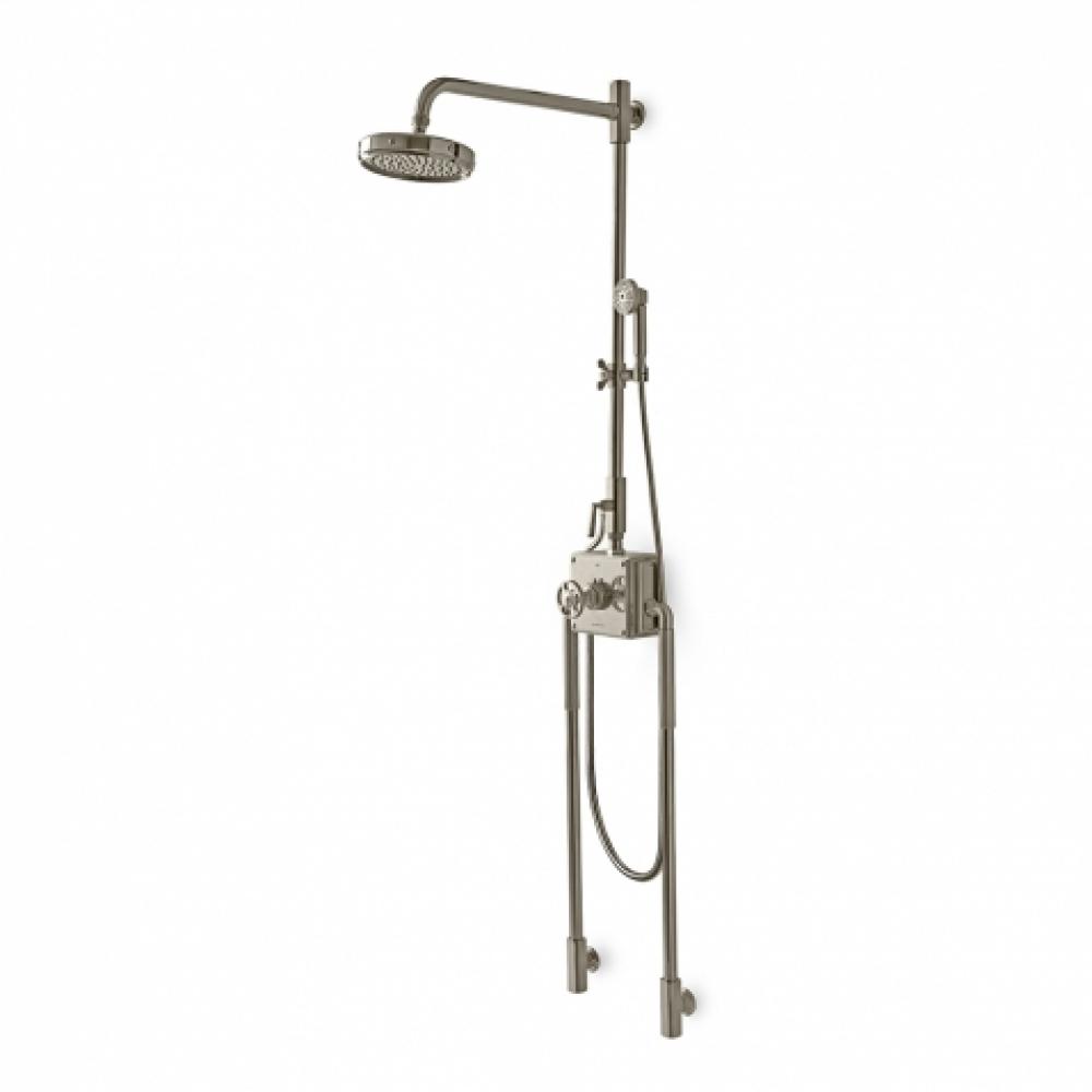 R.W. Atlas Exposed Thermostatic System with Handshower, Diverter and Wheel Handle in Antique