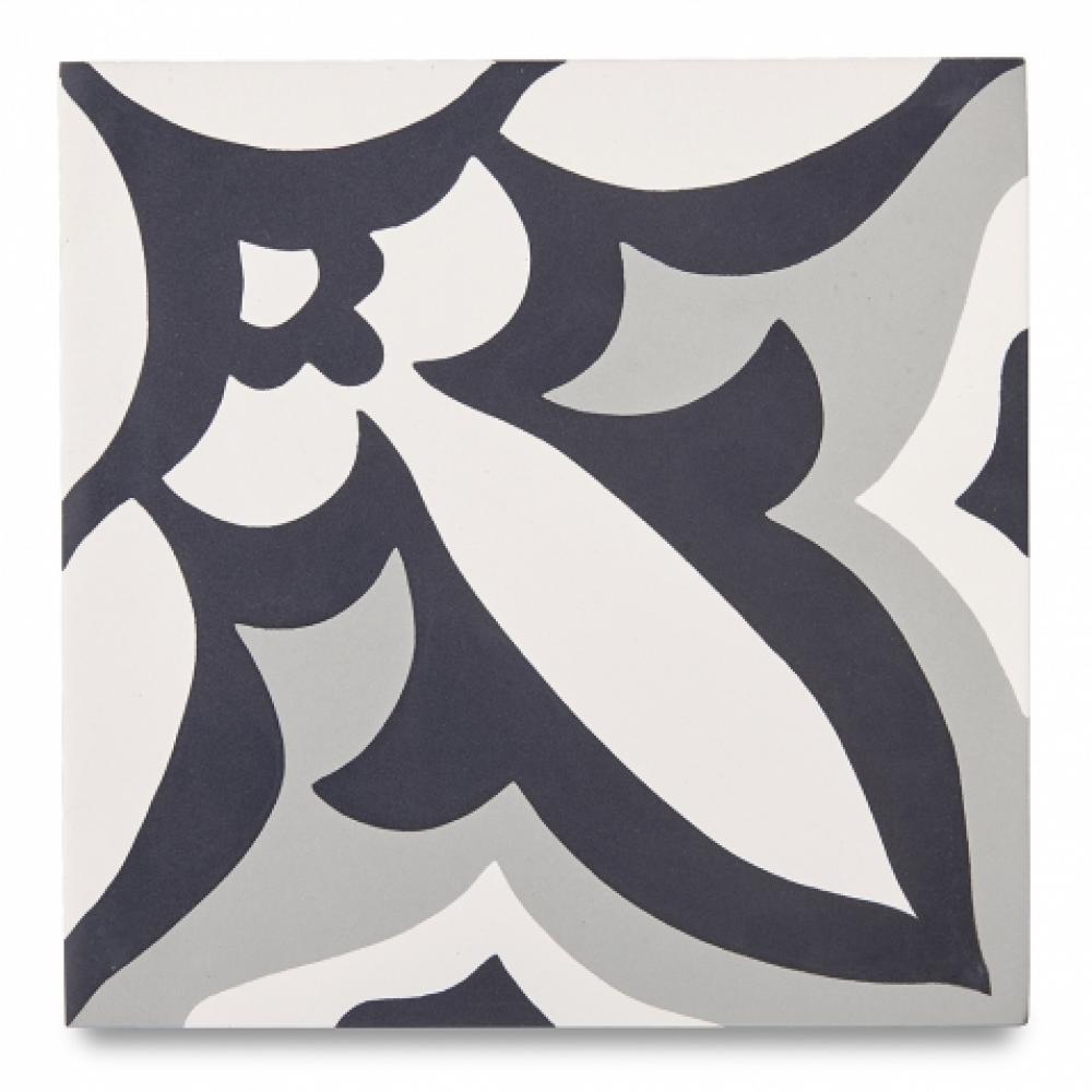Promenade Decorative Field Tile Cluny 8 x 8 in Royal Navy / Magnolia / Medium Cool Gray Matte