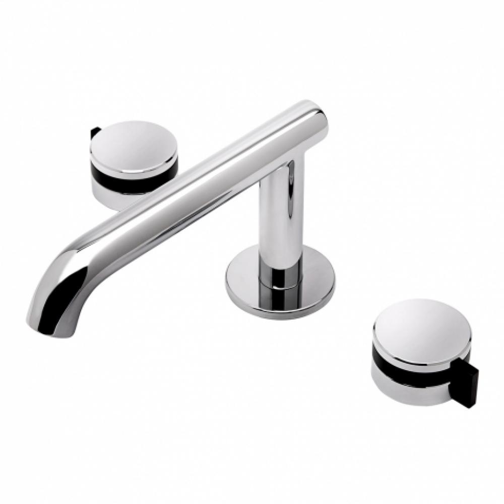 Decibel  Low Profile Three Hole Deck Mounted Lavatory Faucet with Metal Knob Handles in