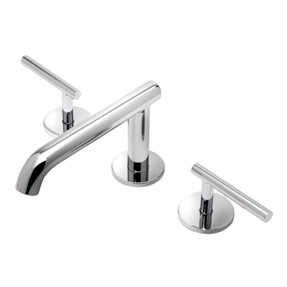 Decibel  Low Profile Three Hole Deck Mounted Lavatory Faucet with Metal Lever Handles in