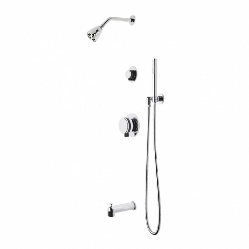 Decibel Pressure Balance Shower Package with 2 3/4'' Head, Handshower, Tub Spout and