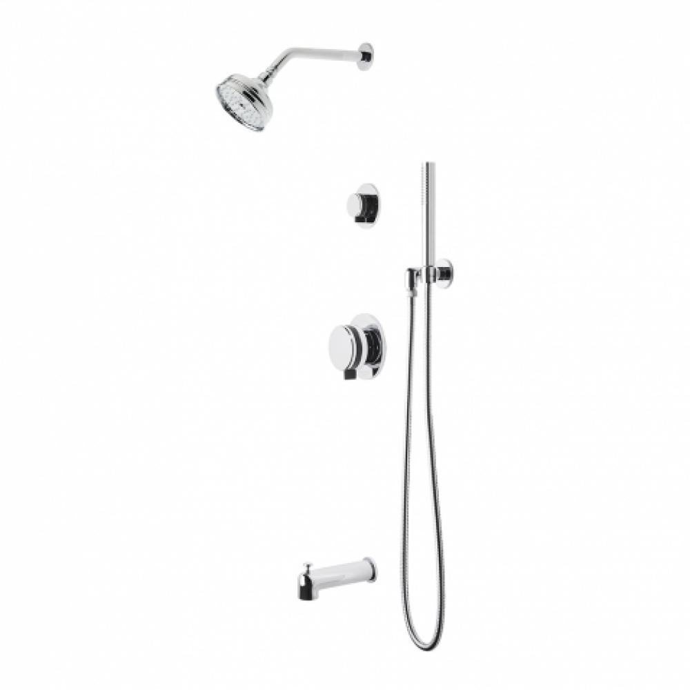 Decibel Pressure Balance Shower Package with 5'' Shower Rose, Handshower, Tub Spout and