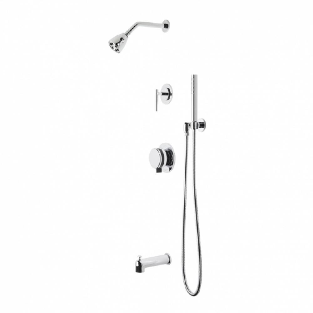 Decibel Pressure Balance Shower Package with 2 3/4'' Head, Handshower, Tub Spout and