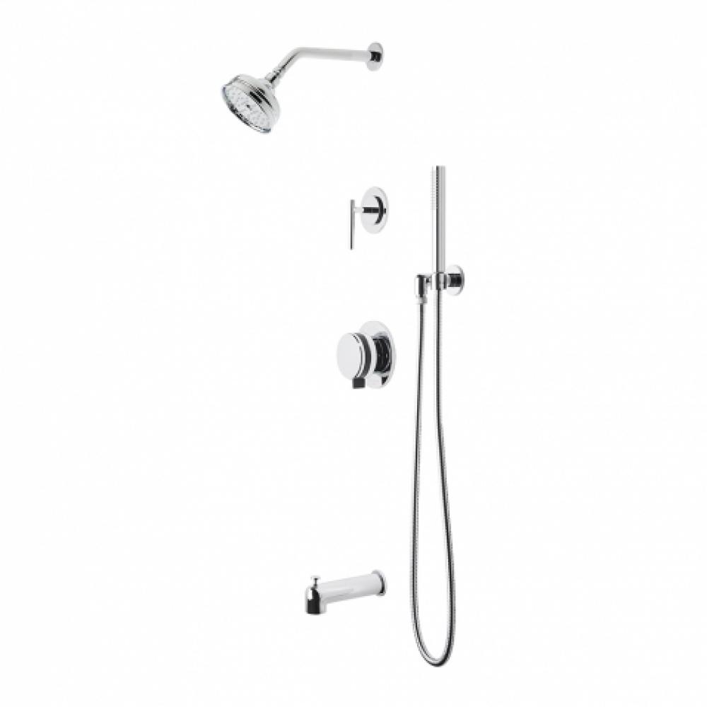 Decibel Pressure Balance Shower Package with 5'' Shower Rose, Handshower, Tub Spout and