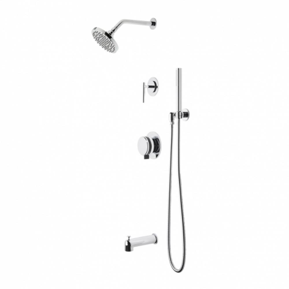 Decibel Pressure Balance Shower Package with 6'' Rain Shower Head, Handshower, Tub