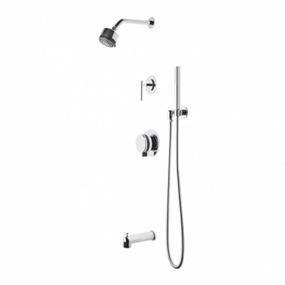 Decibel Pressure Balance Shower Package with 3 1/4'' Rain Shower Head, Handshower, Tub