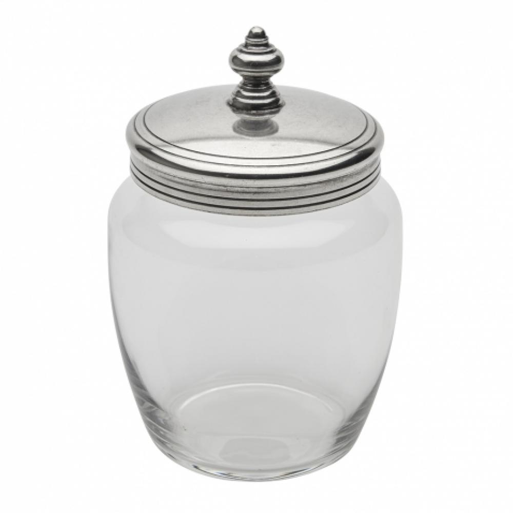 Boardman Large Covered Glass Jar in Pewter