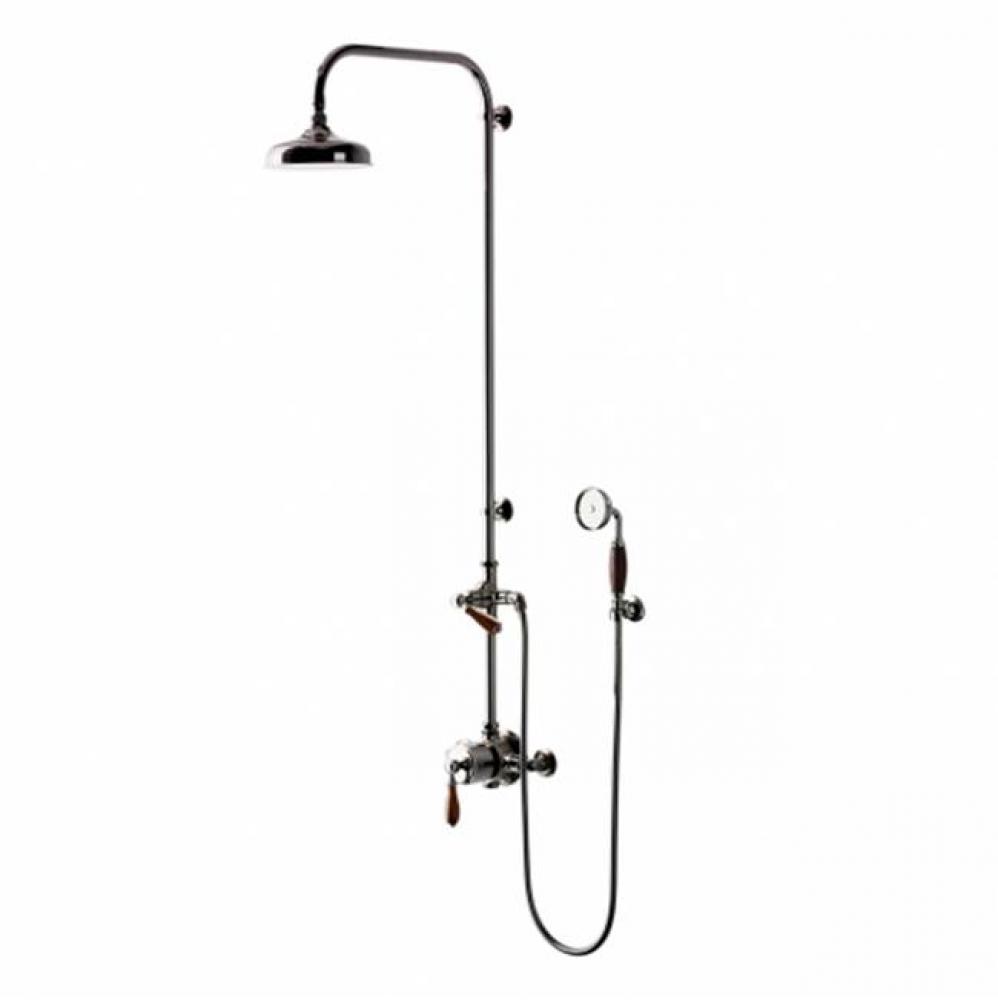 Easton Classic Exposed Thermostatic System with 8'' Shower Rose with Oak Lever Handle