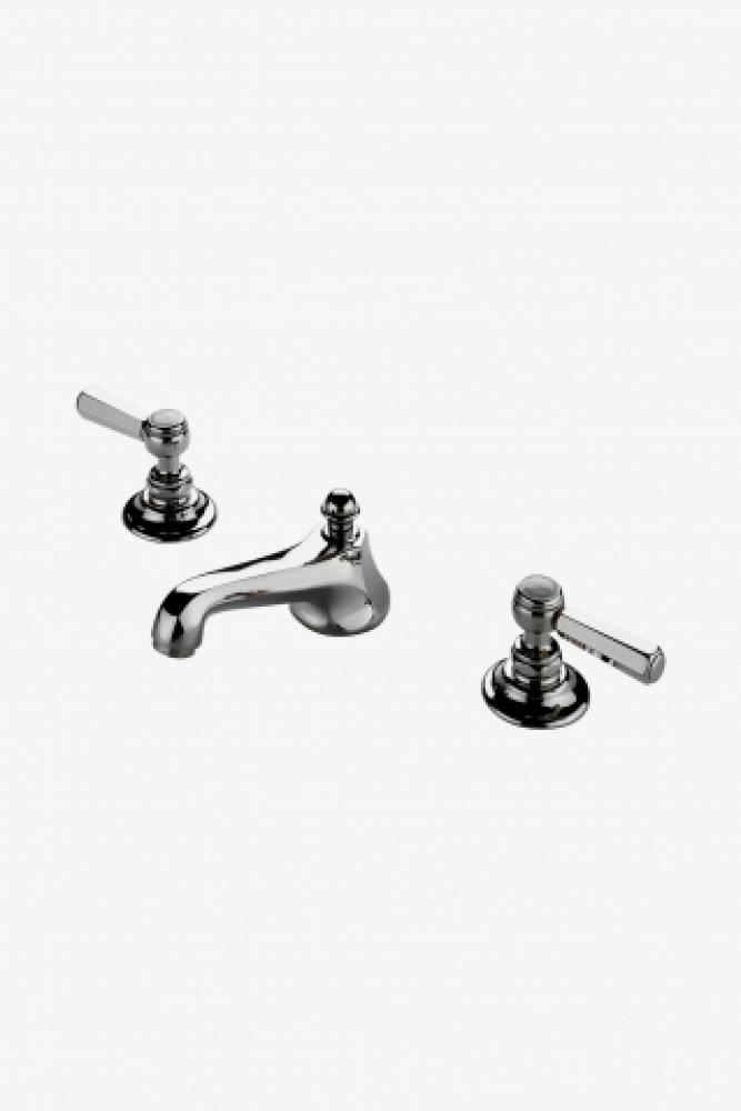 Astoria Low Profile Three Hole Deck Mounted Lavatory Faucet with Metal Hexagonal Lever Handles in