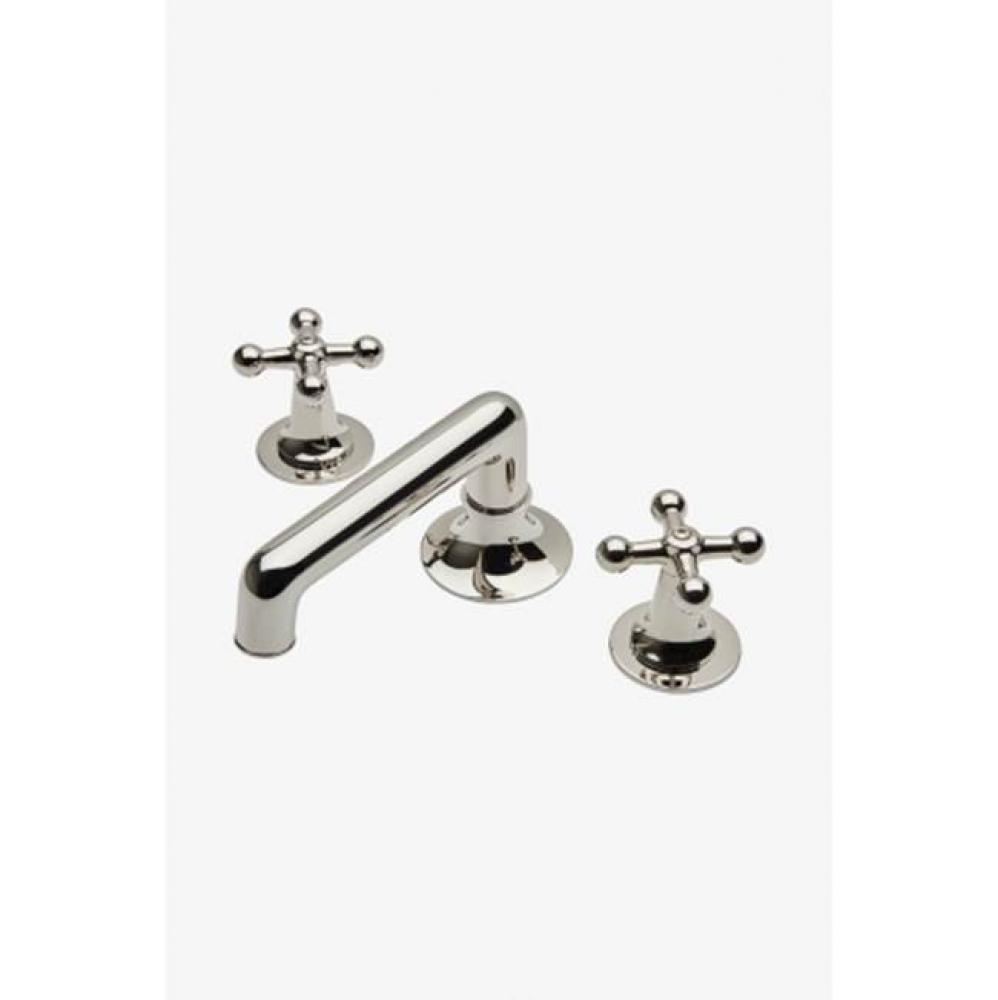 Dash Low Profile Three Hole Deck Mounted Lavatory Faucet with Metal Cross Handles in Chrome, 2.2gp