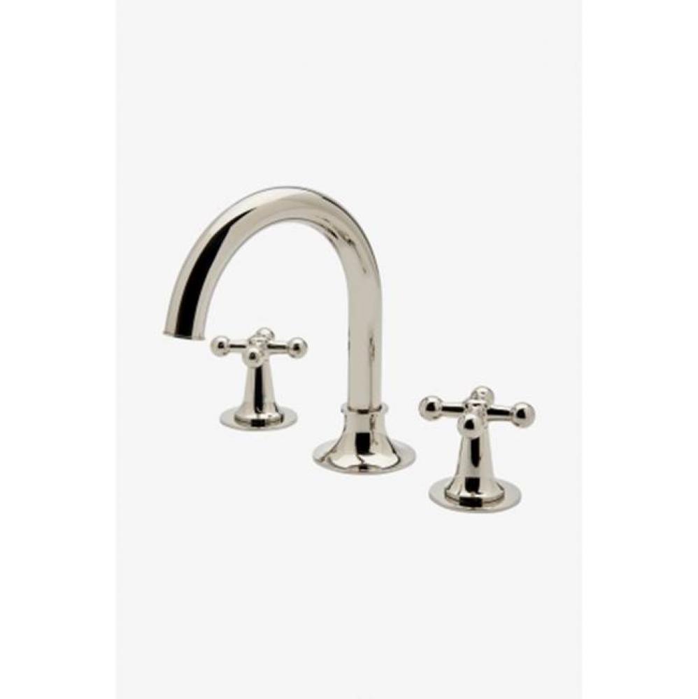 Dash Gooseneck Three Hole Deck Mounted Lavatory Faucet with Metal Cross Handles in Chrome, 2.2gpm