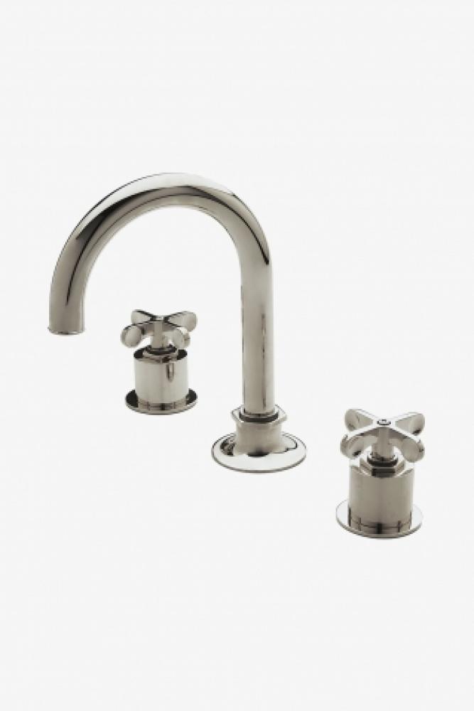 Henry Gooseneck Three Hole Deck Mounted Lavatory Faucet with Metal Cross Handles in