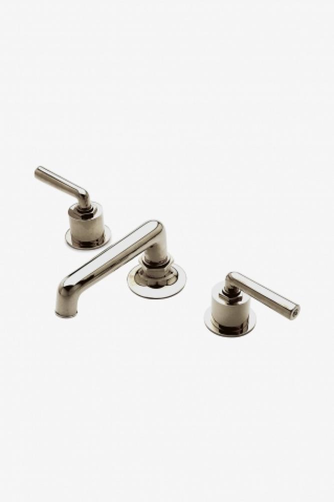 Henry Low Profile Three Hole Deck Mounted Lavatory Faucet with Metal Lever Handles in