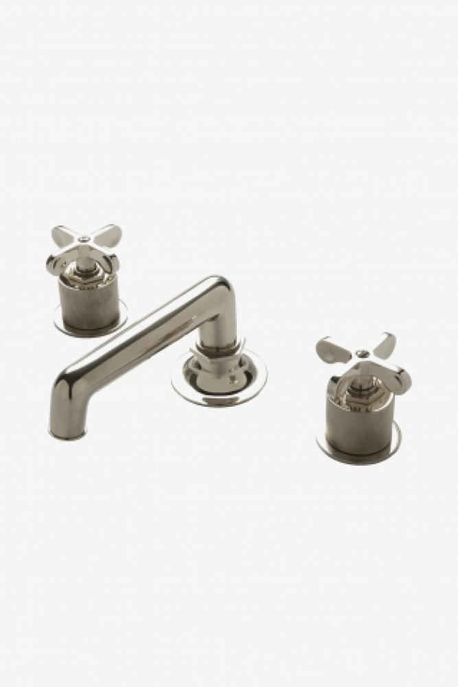 Henry Low Profile Three Hole Deck Mounted Lavatory Faucet with Coin Edge Cylinders and Cross