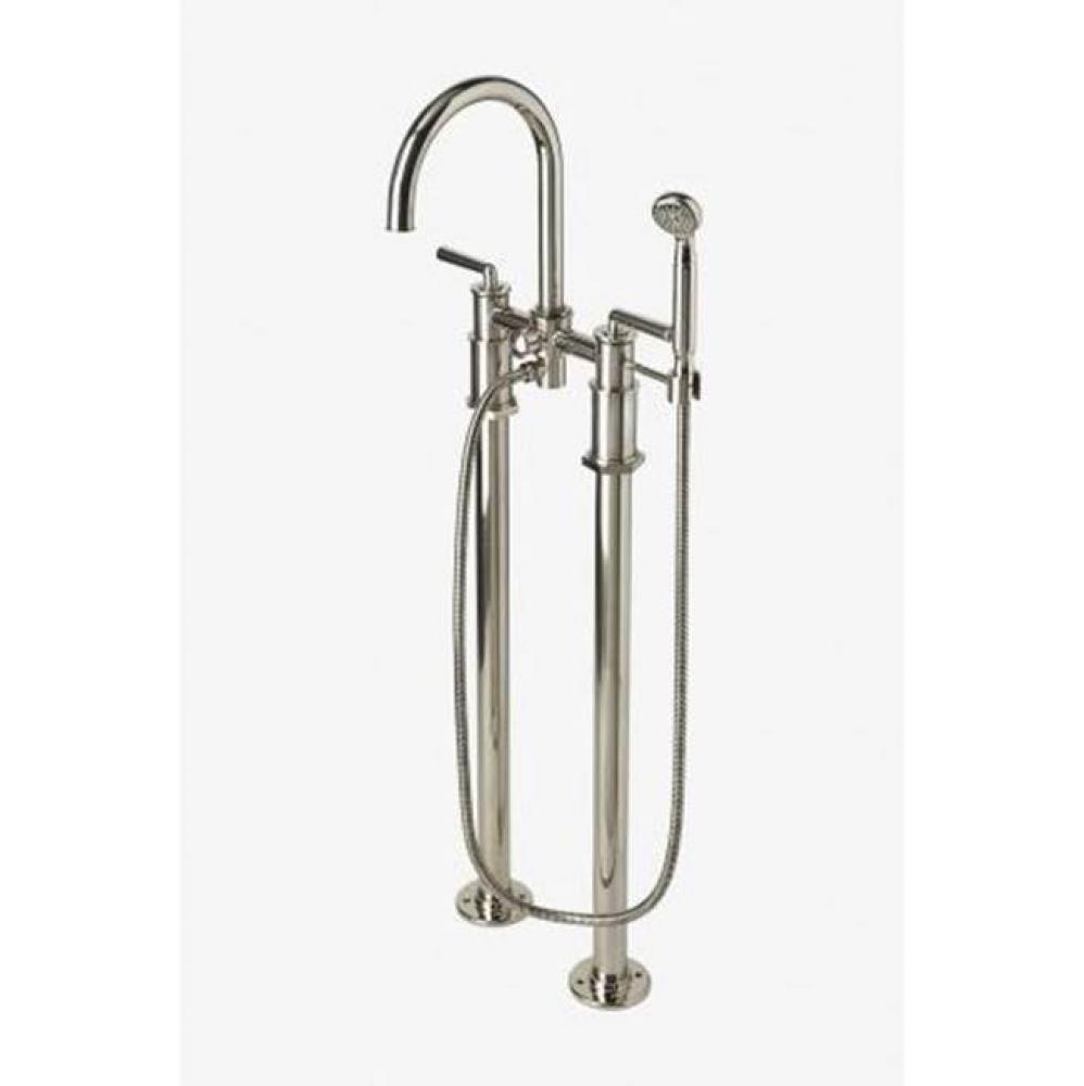 Henry Exposed Floor Mounted Tub Filler with 1.75gpm Handshower and Metal Lever Handles in Matte Ni