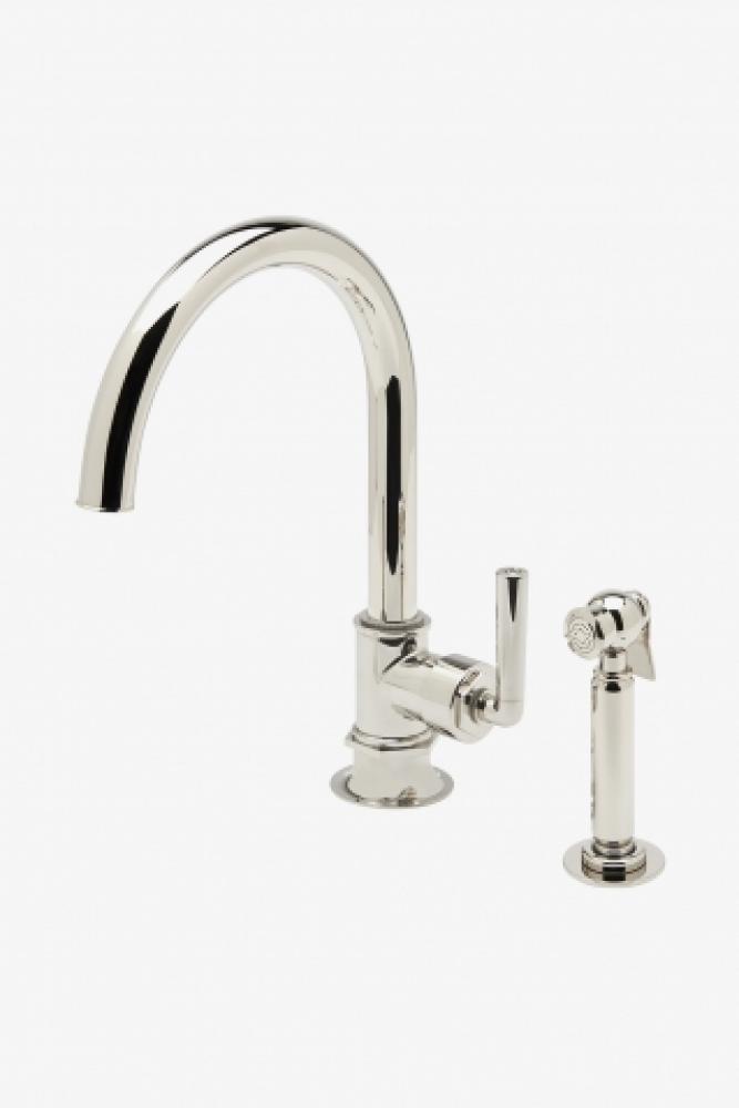 Henry One Hole Gooseneck Kitchen Faucet, Metal Lever Handle and Spray in Dark Nickel, 2.2gpm