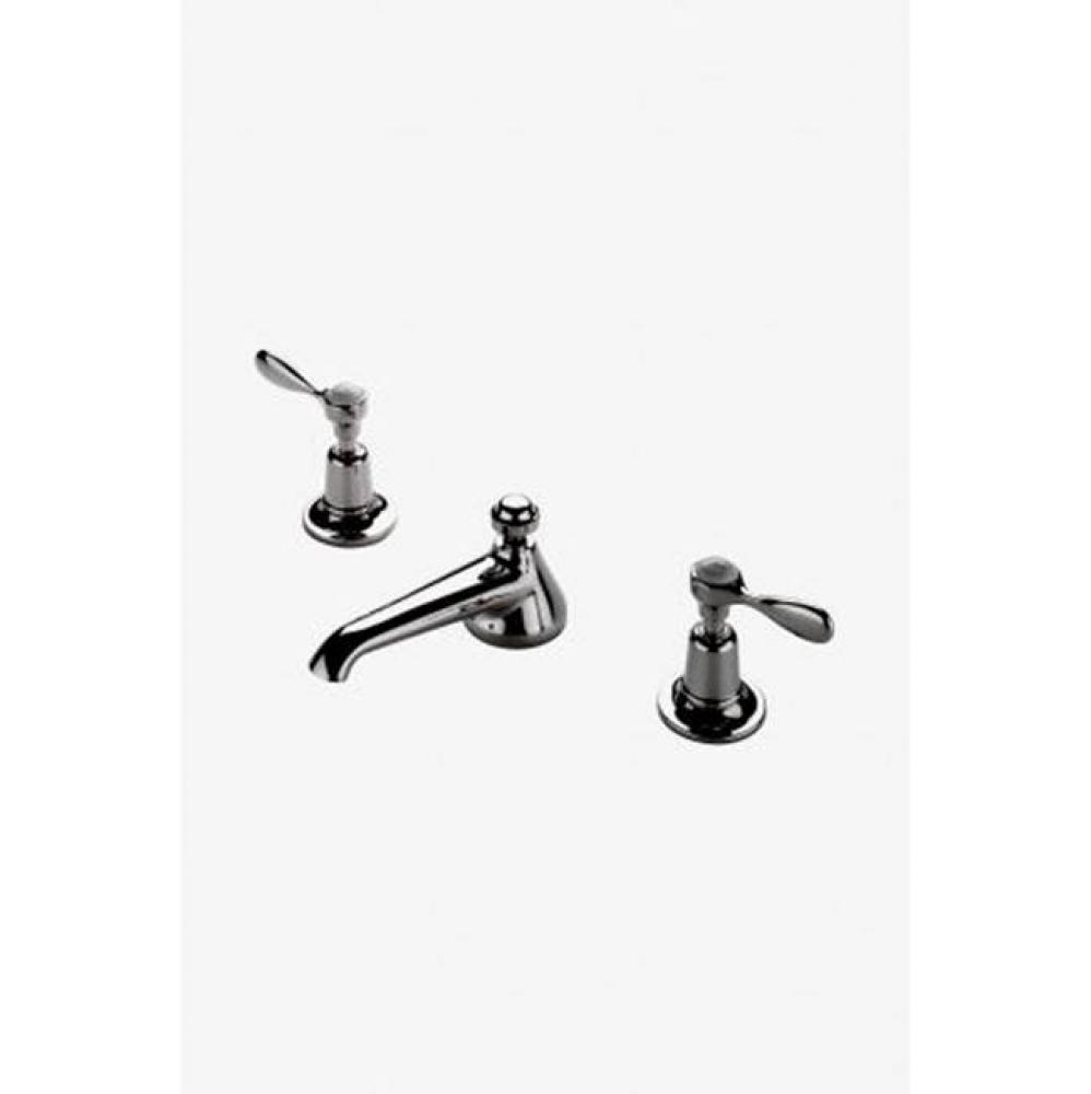 Easton Classic Low Profile Three Hole Deck Mounted Lavatory Faucet with Metal Lever Handles in Bra