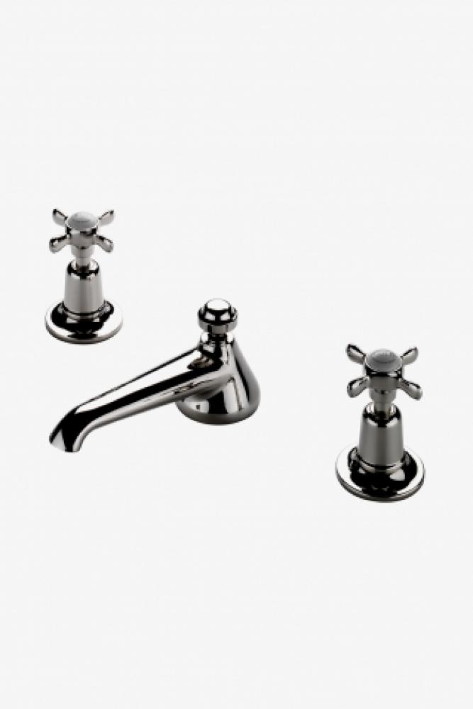 Easton Classic Low Profile Three Hole Deck Mounted Lavatory Faucet with Metal Cross Handles in