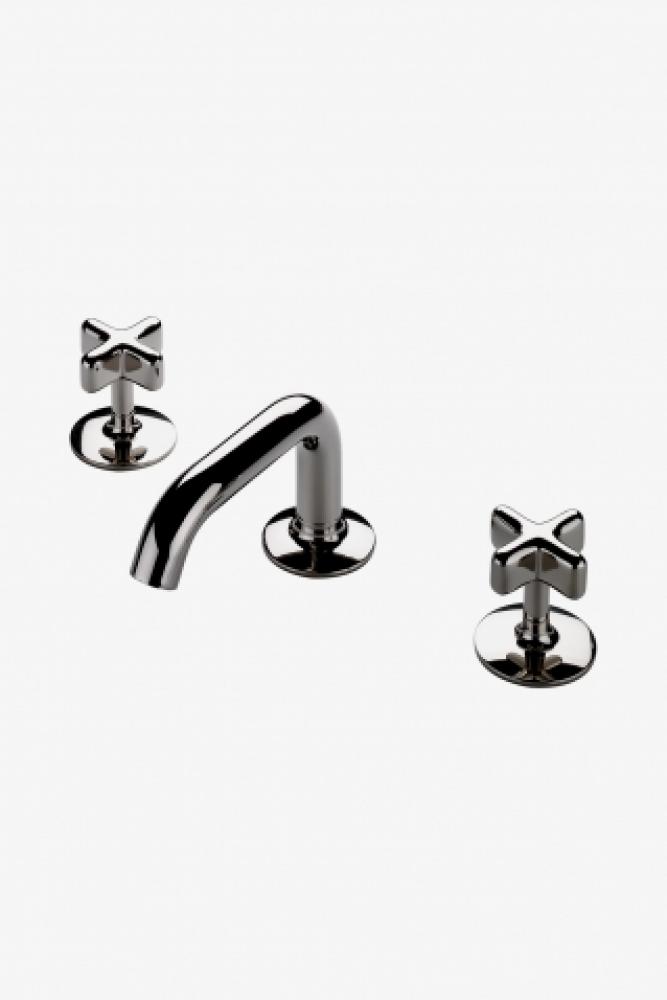.25 Low Profile Three Hole Deck Mounted Lavatory Faucet with Metal Cross Handles in Shadow
