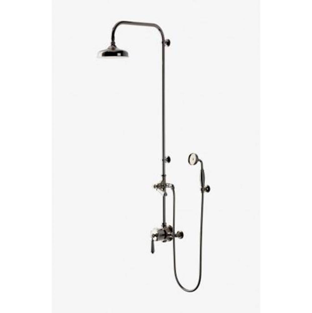 Easton Classic Exposed Thermostatic System with 8 Shower Rose with Metal Lever Handle in Unlacquer