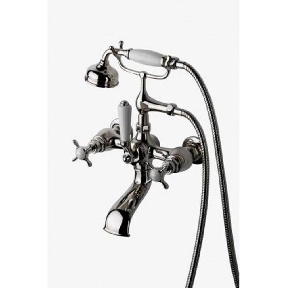 Easton Vintage Exposed Tub Filler, 1.75gpm White Porcelain Handshower and Lever Diverter with Whit