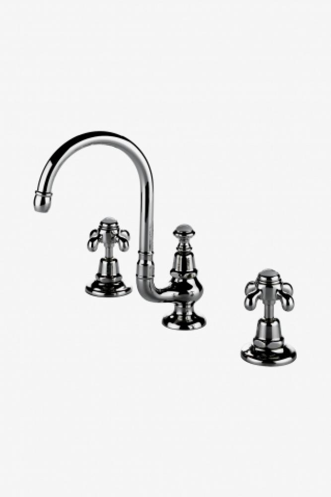 Etoile Gooseneck Three Hole Deck Mounted Lavatory Faucet with Metal Cross Handles in Shadow,