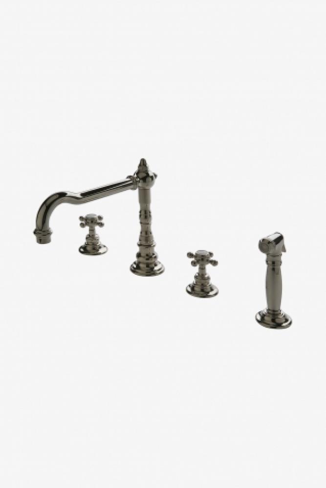 Julia Three Hole High Profile Kitchen Faucet, Metal Cross Handles and Spray in Shadow,